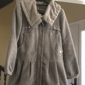 Guess- mid-length polyester/rayon blend jacket.